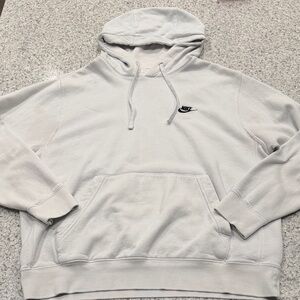 Nike Men’s White Large Hoodie with Black Swoosh